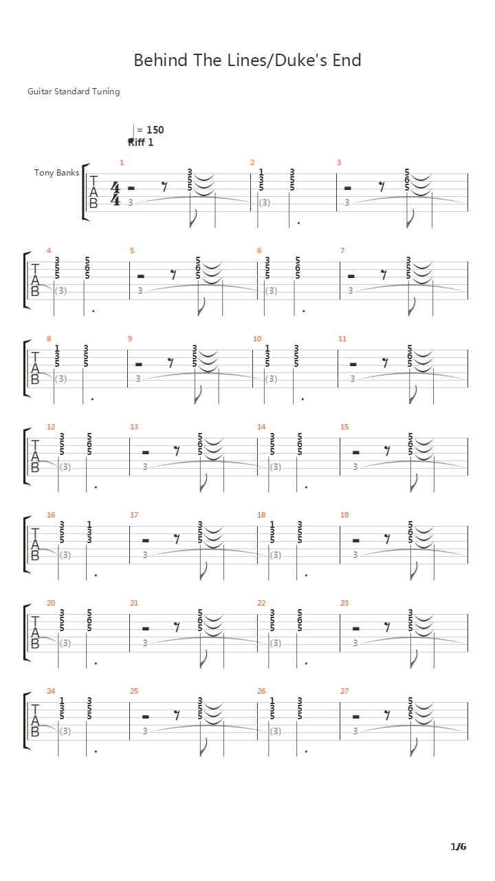 Behind The Linesdukes End吉他谱