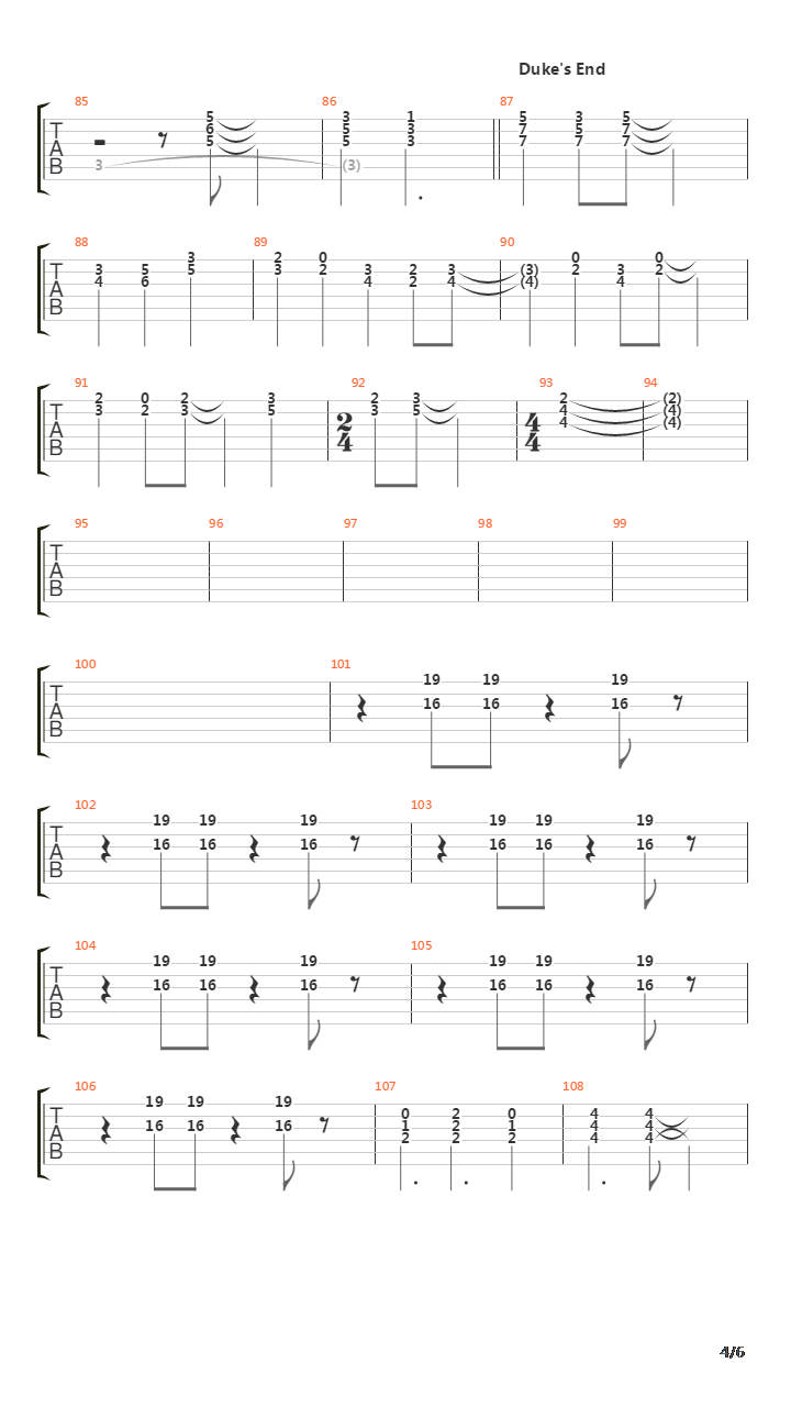 Behind The Linesdukes End吉他谱