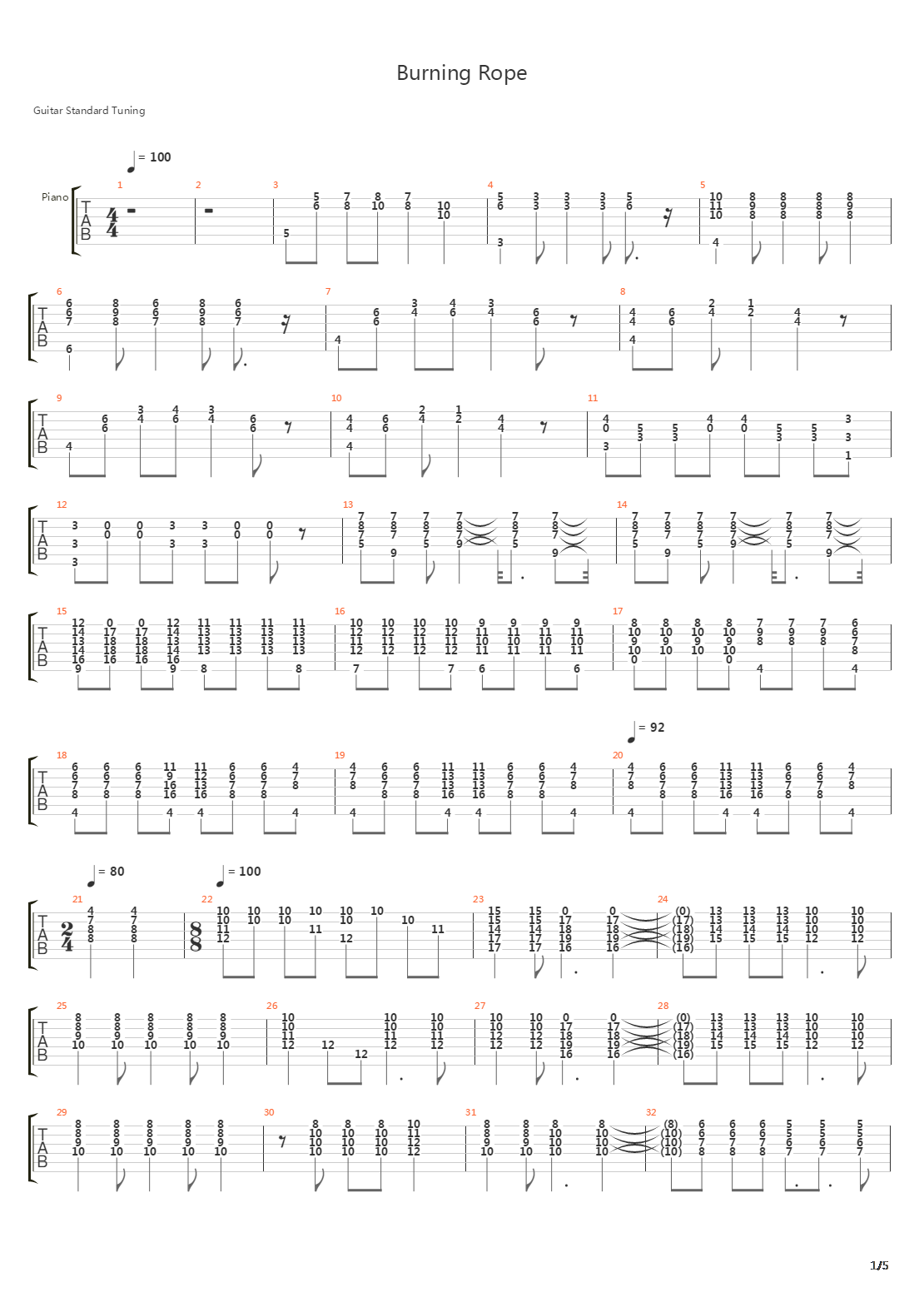 Burning Rope吉他谱