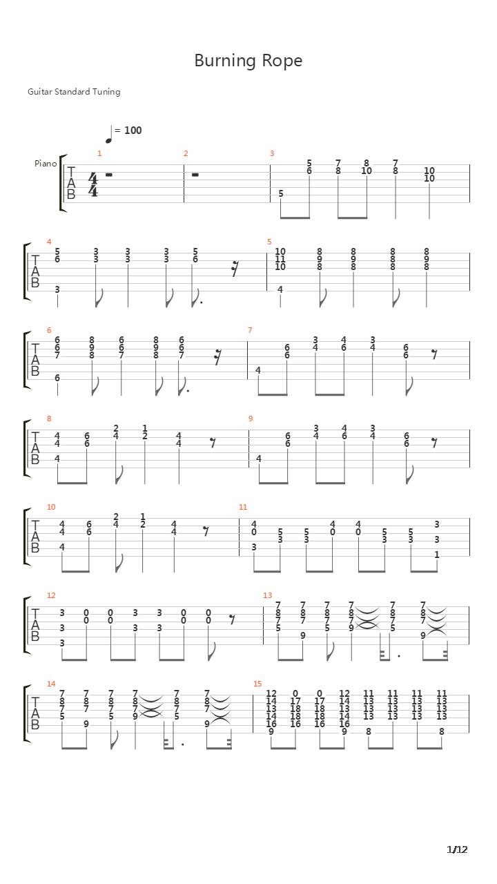 Burning Rope吉他谱