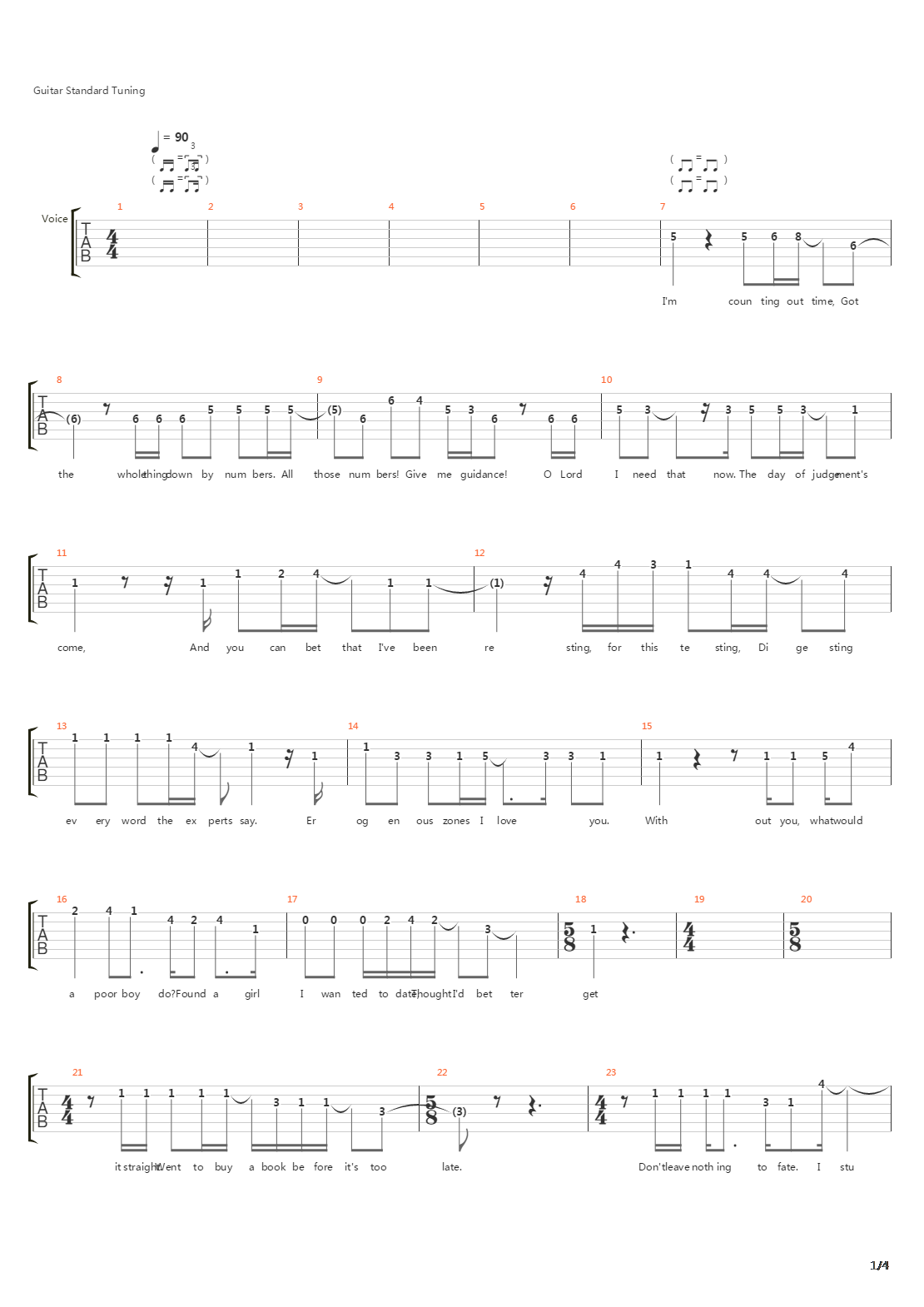 Counting Out Time吉他谱