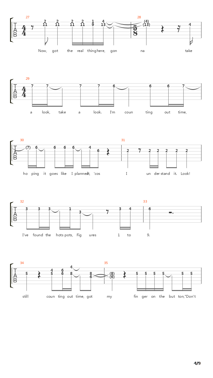 Counting Out Time吉他谱