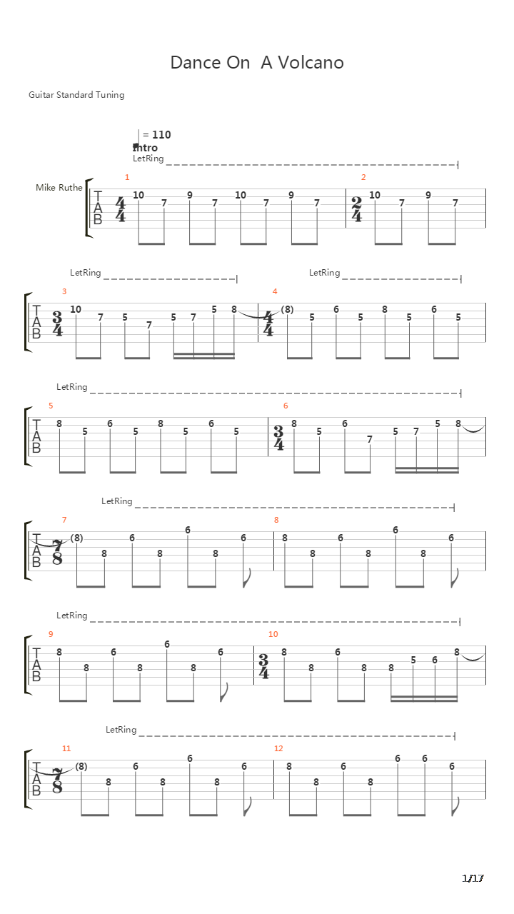 Dance On A Volcano吉他谱