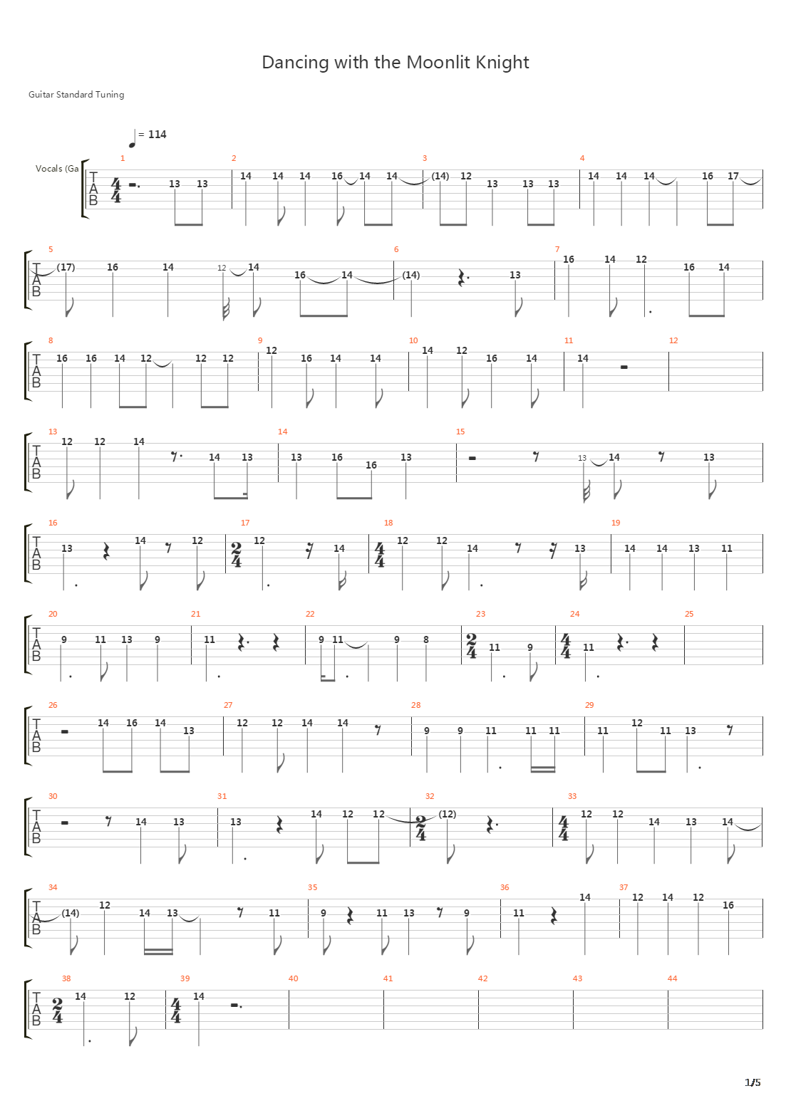 Dancing With The Moonlit Knight吉他谱