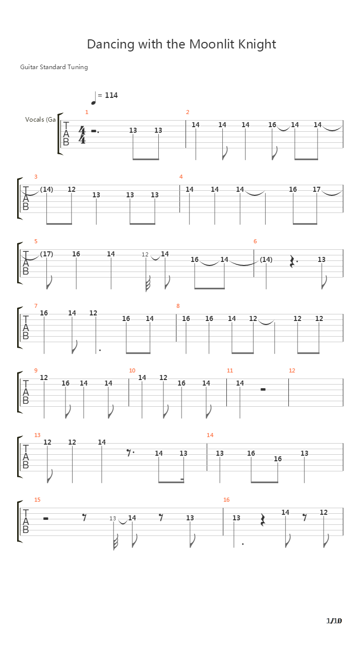 Dancing With The Moonlit Knight吉他谱