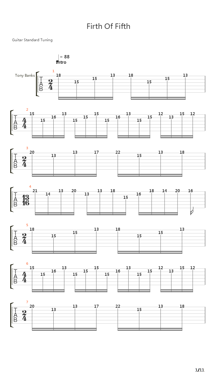 Firth Of Fifth吉他谱