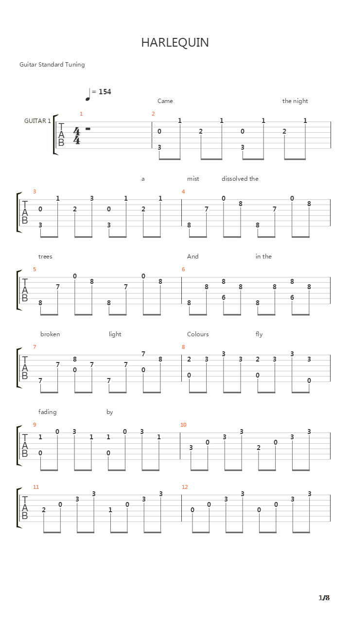 Harlequin吉他谱