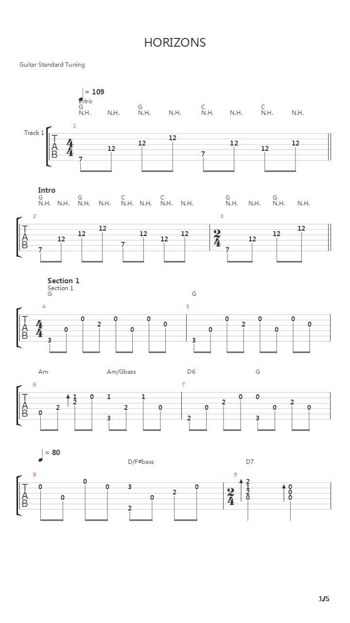 Horizons吉他谱