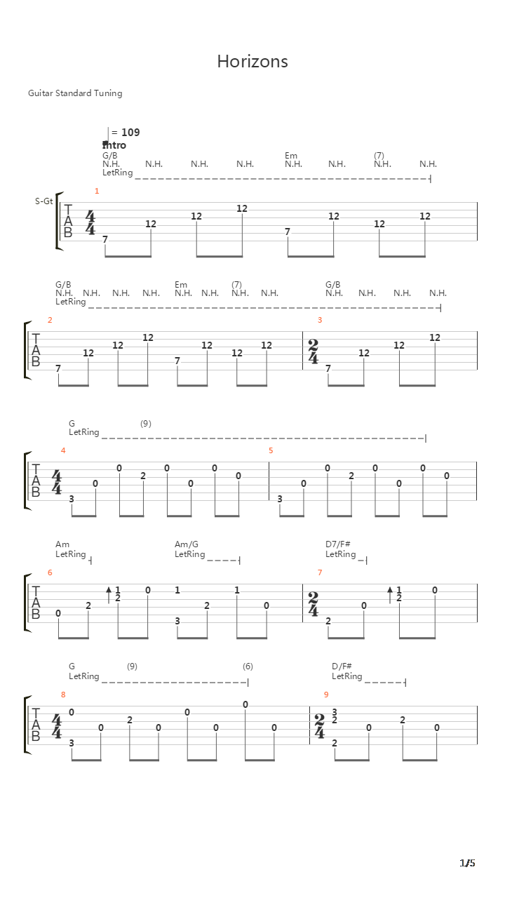 Horizons吉他谱