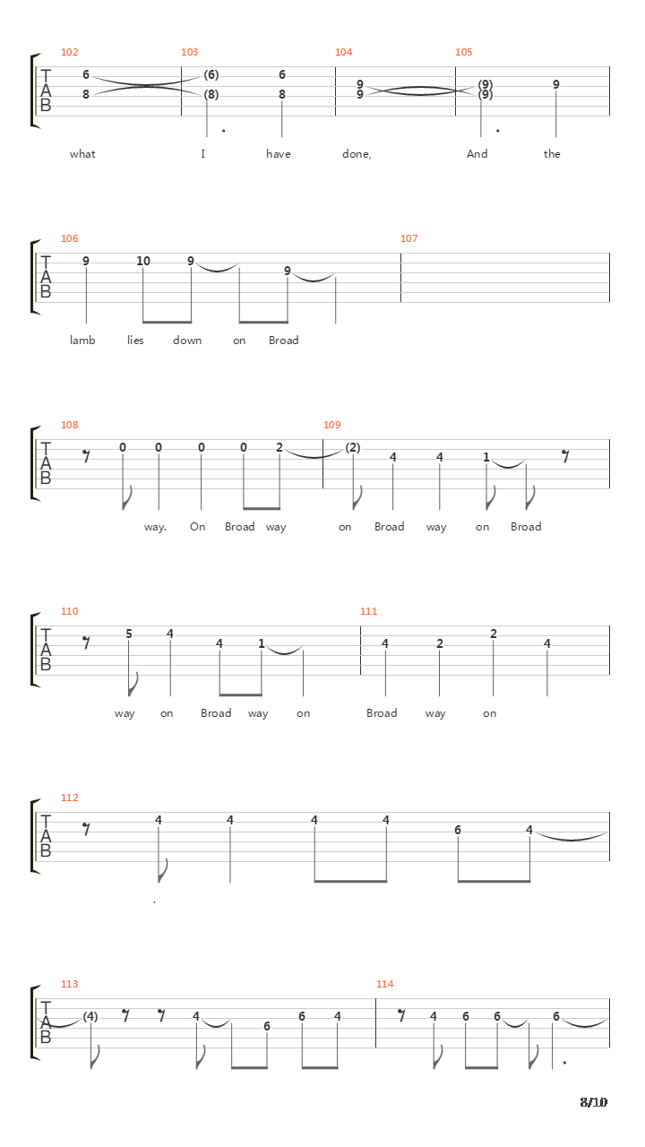 Lamb Lies Down On Broadway吉他谱