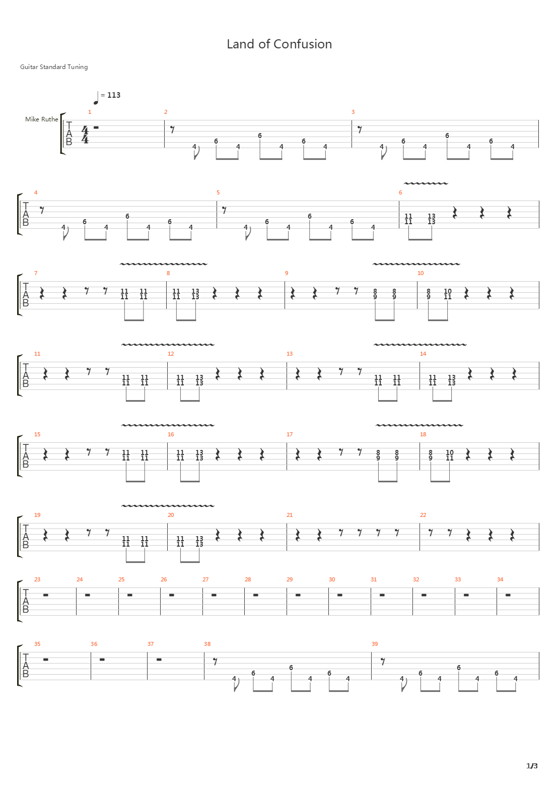 Land Of Confusion吉他谱