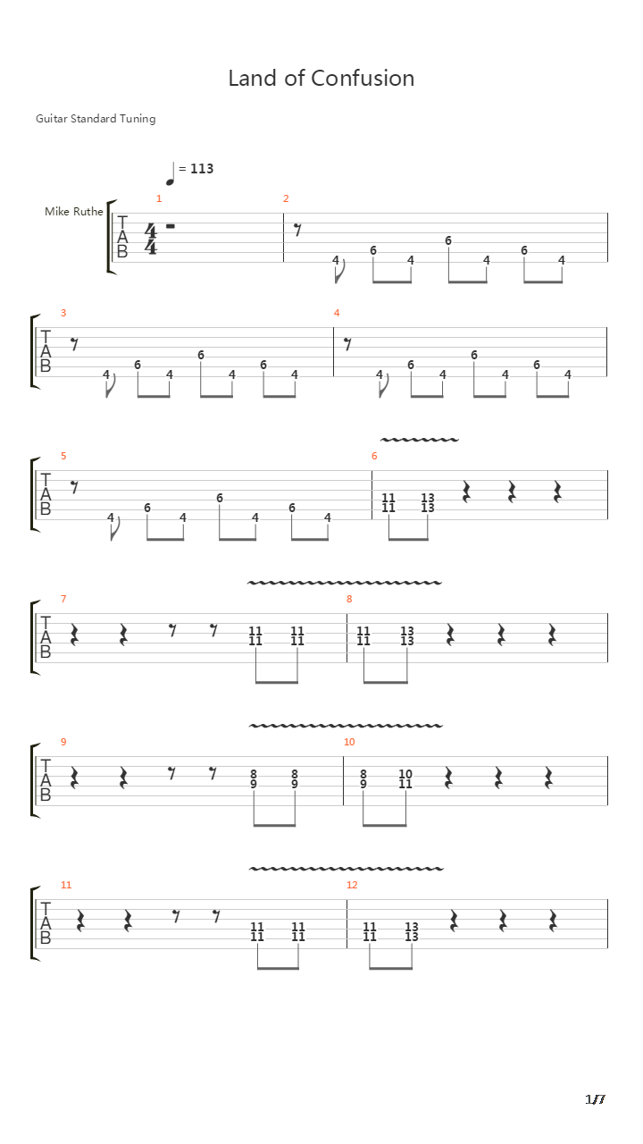 Land Of Confusion吉他谱