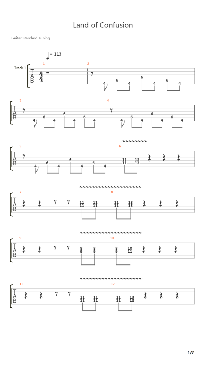 Land Of Confusion吉他谱