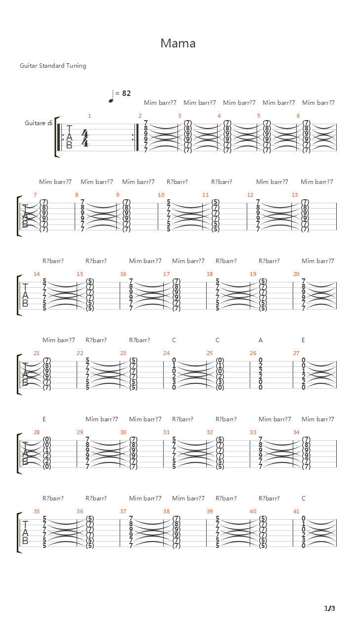 Mama吉他谱