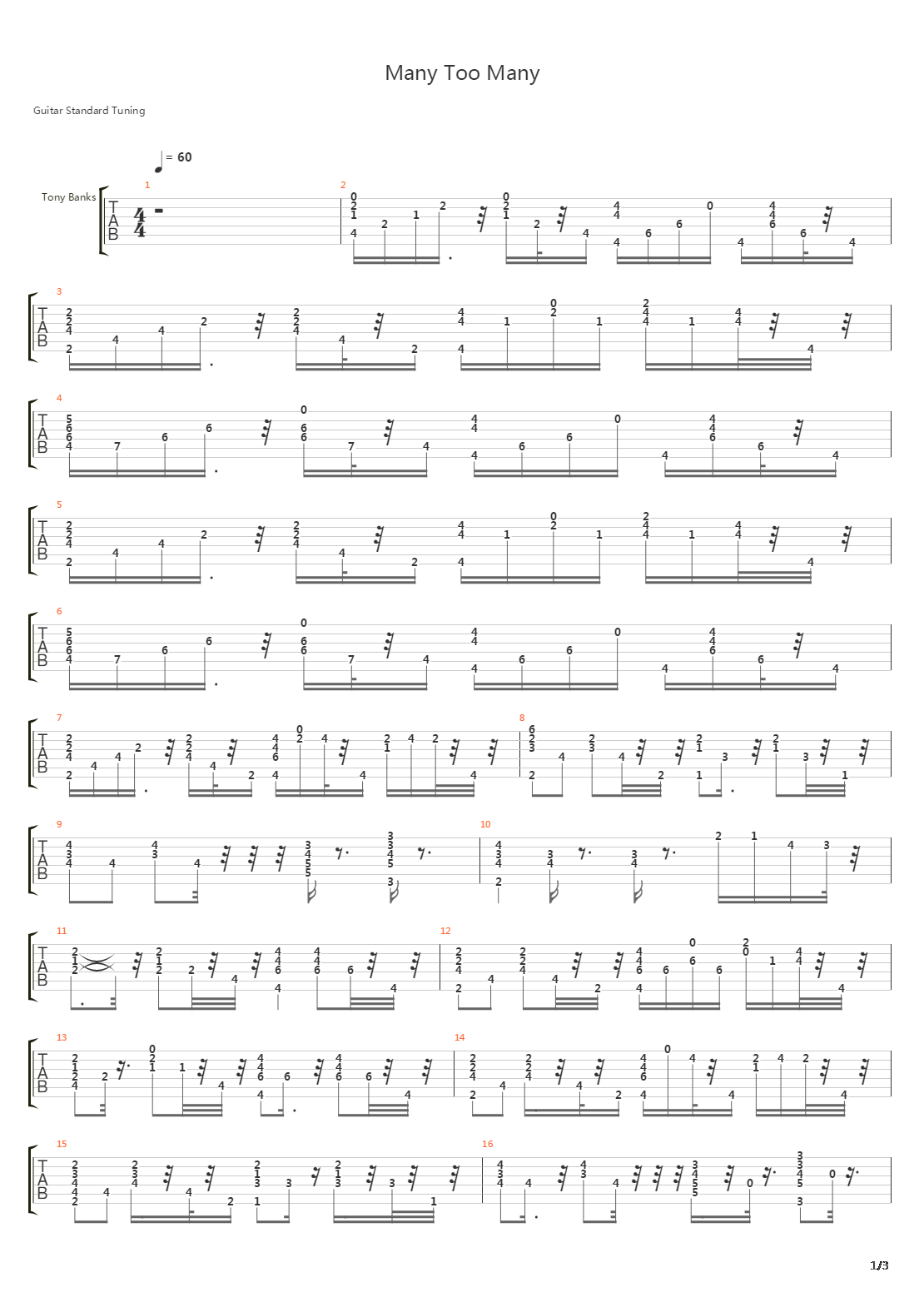 Many Too Many吉他谱