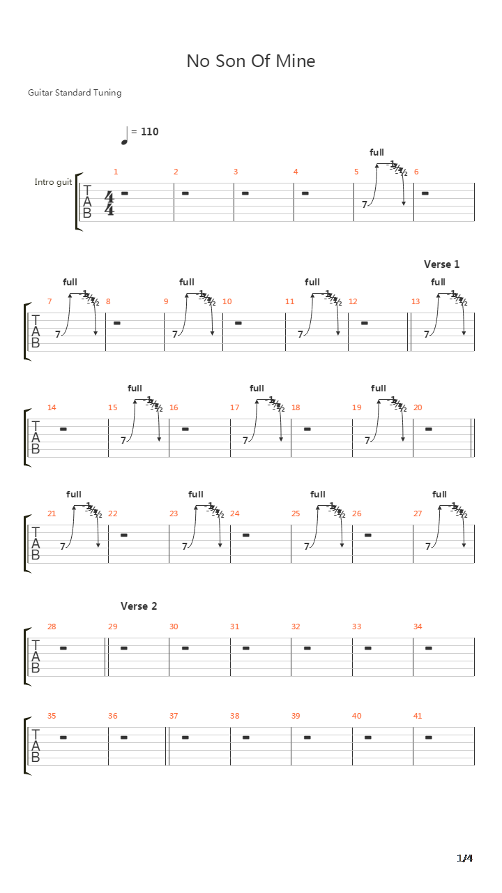 No Son Of Mine吉他谱