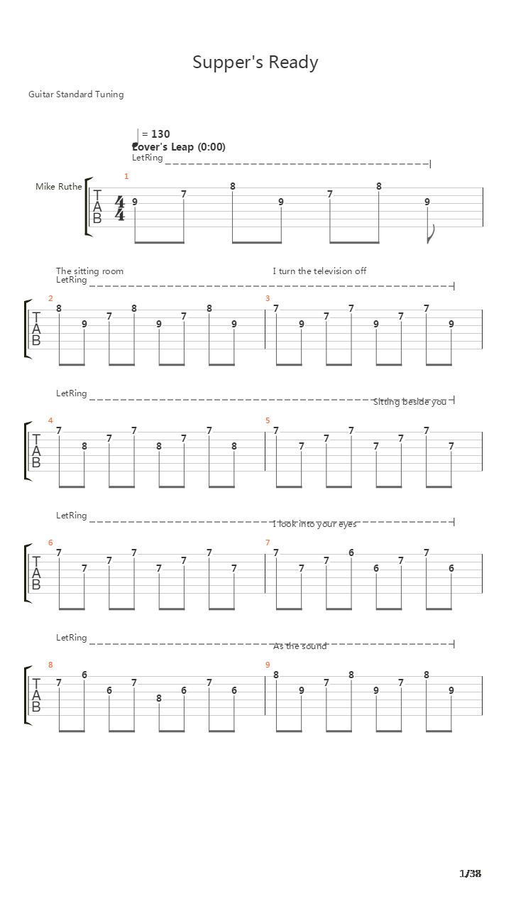 Suppers Ready吉他谱