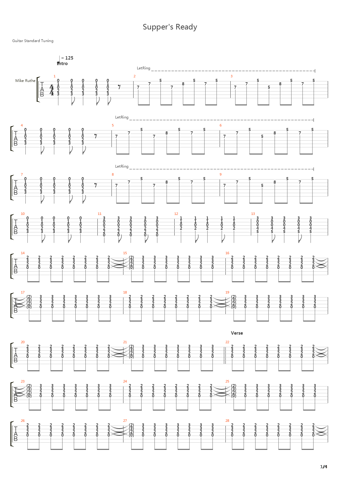 Suppers Ready吉他谱