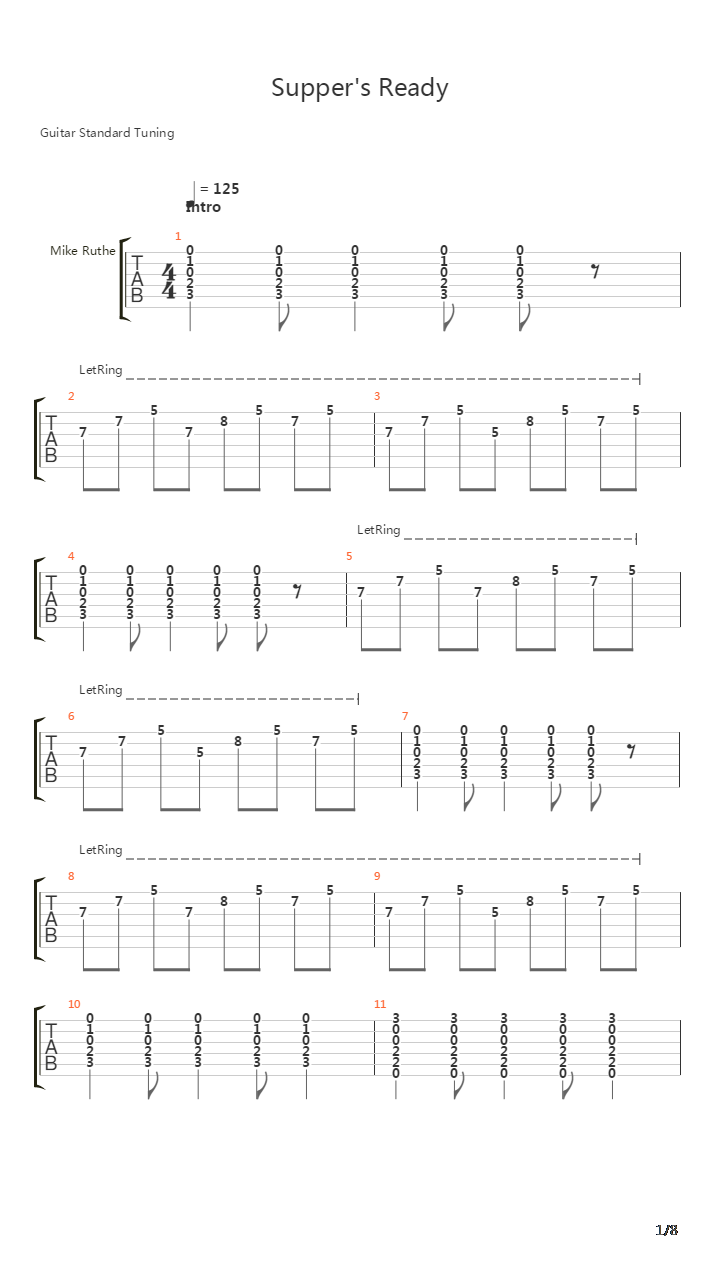 Suppers Ready吉他谱