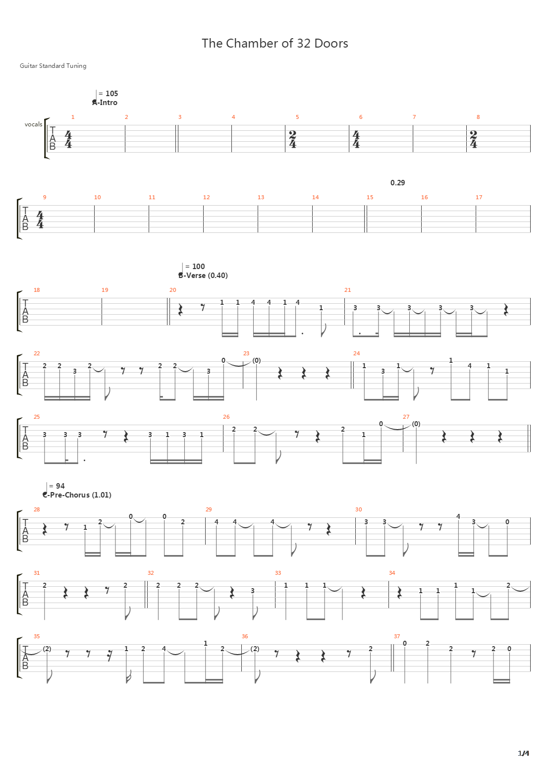 The Chamber Of 32 Doors吉他谱