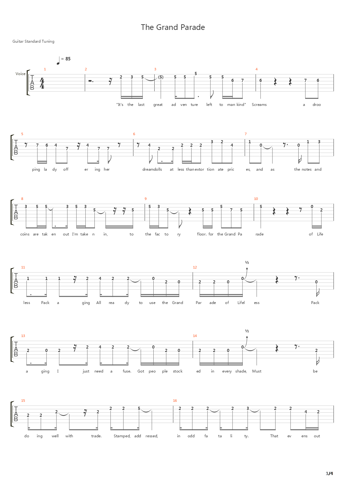 The Grand Parade吉他谱