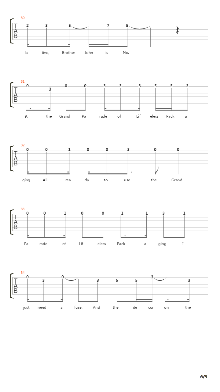 The Grand Parade吉他谱