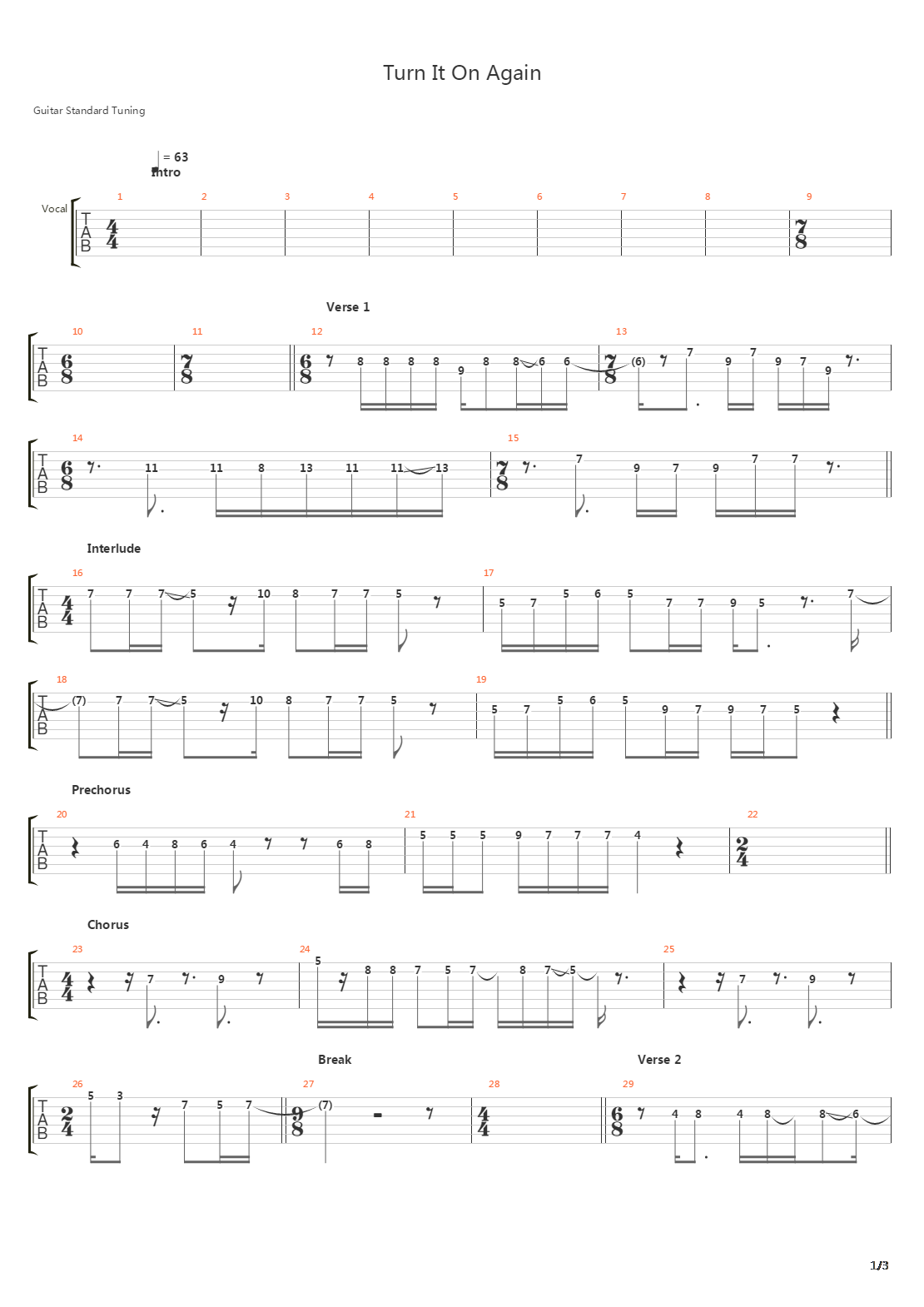 Turn It On Again吉他谱
