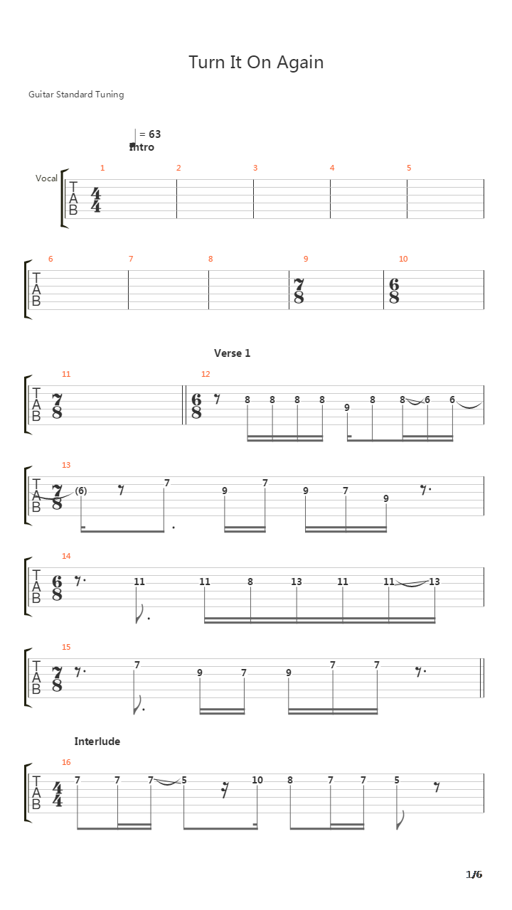 Turn It On Again吉他谱