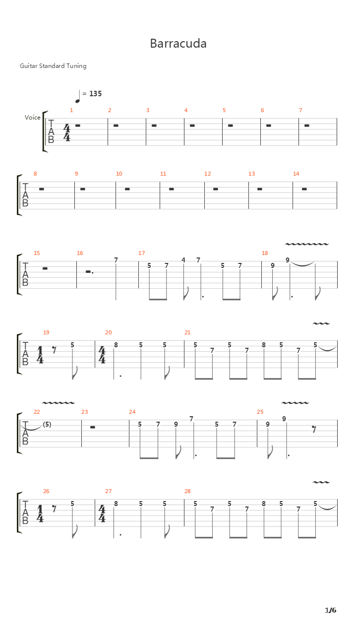 Barracuda吉他谱