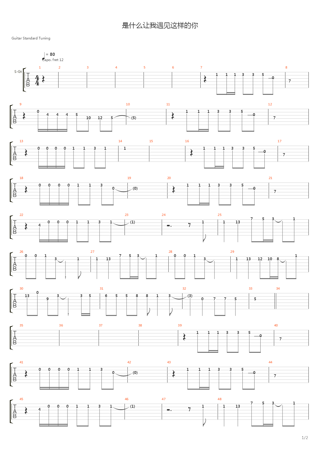 是什么让我遇见这样的你吉他谱