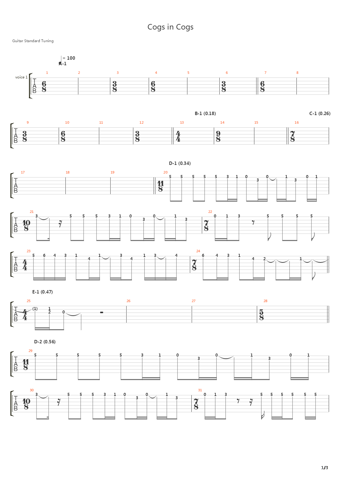 Cogs In Cogs吉他谱