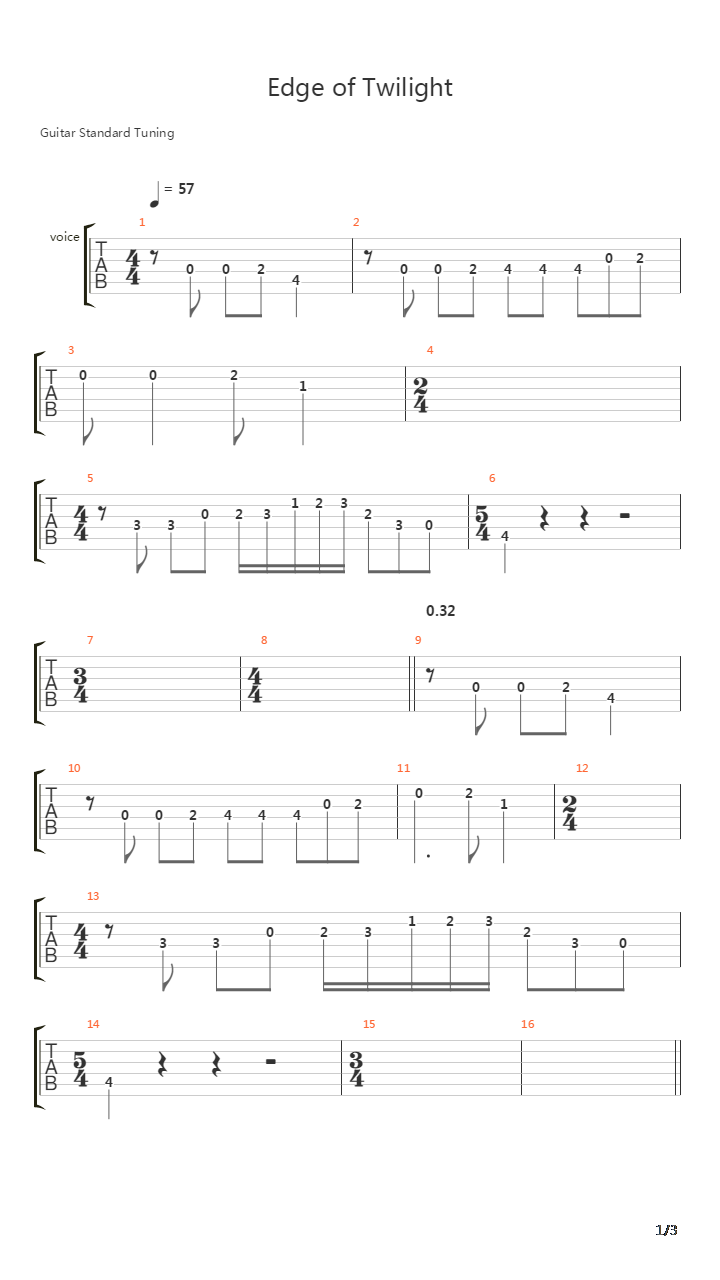 Edge Of Twilight吉他谱