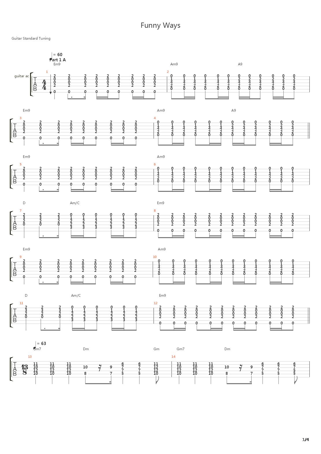 Funny Ways吉他谱