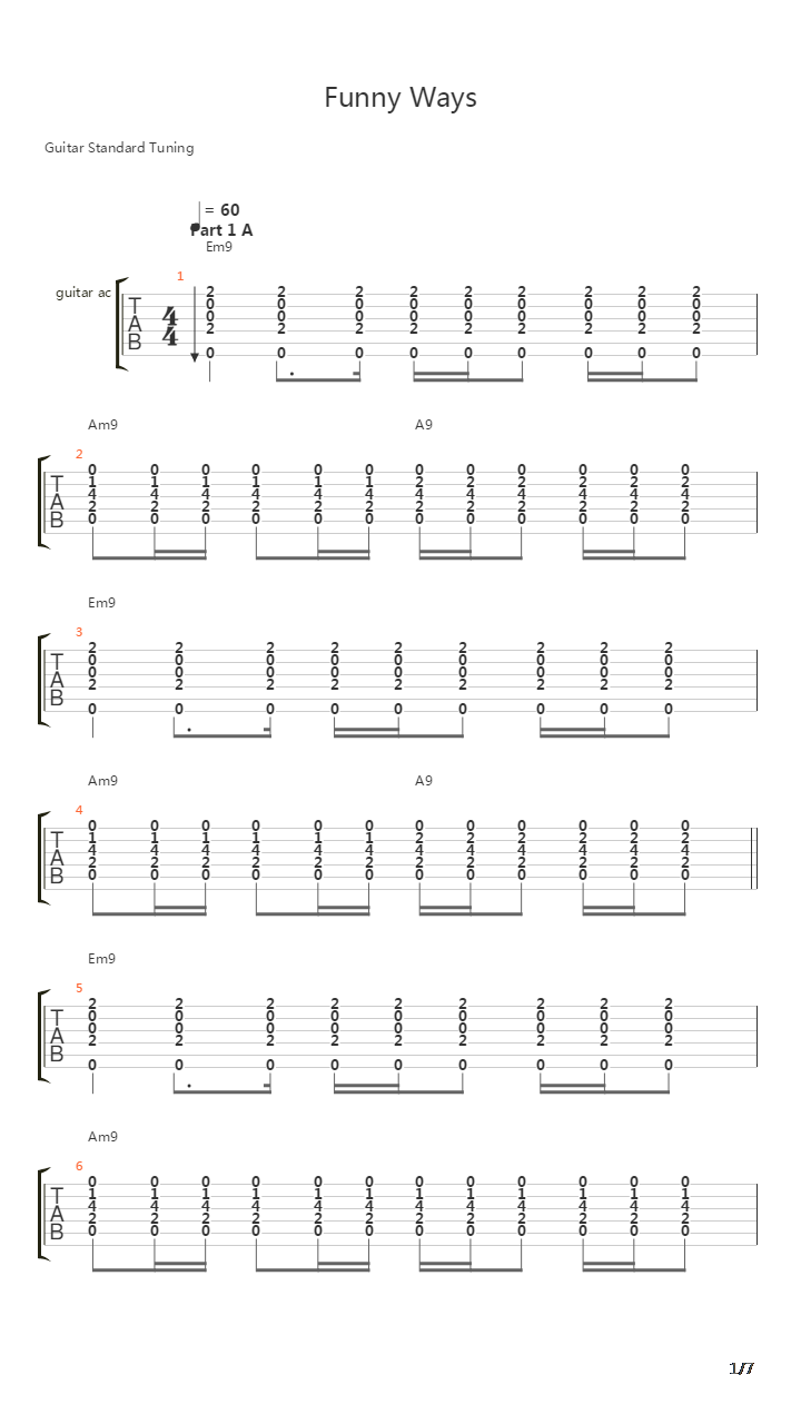 Funny Ways吉他谱