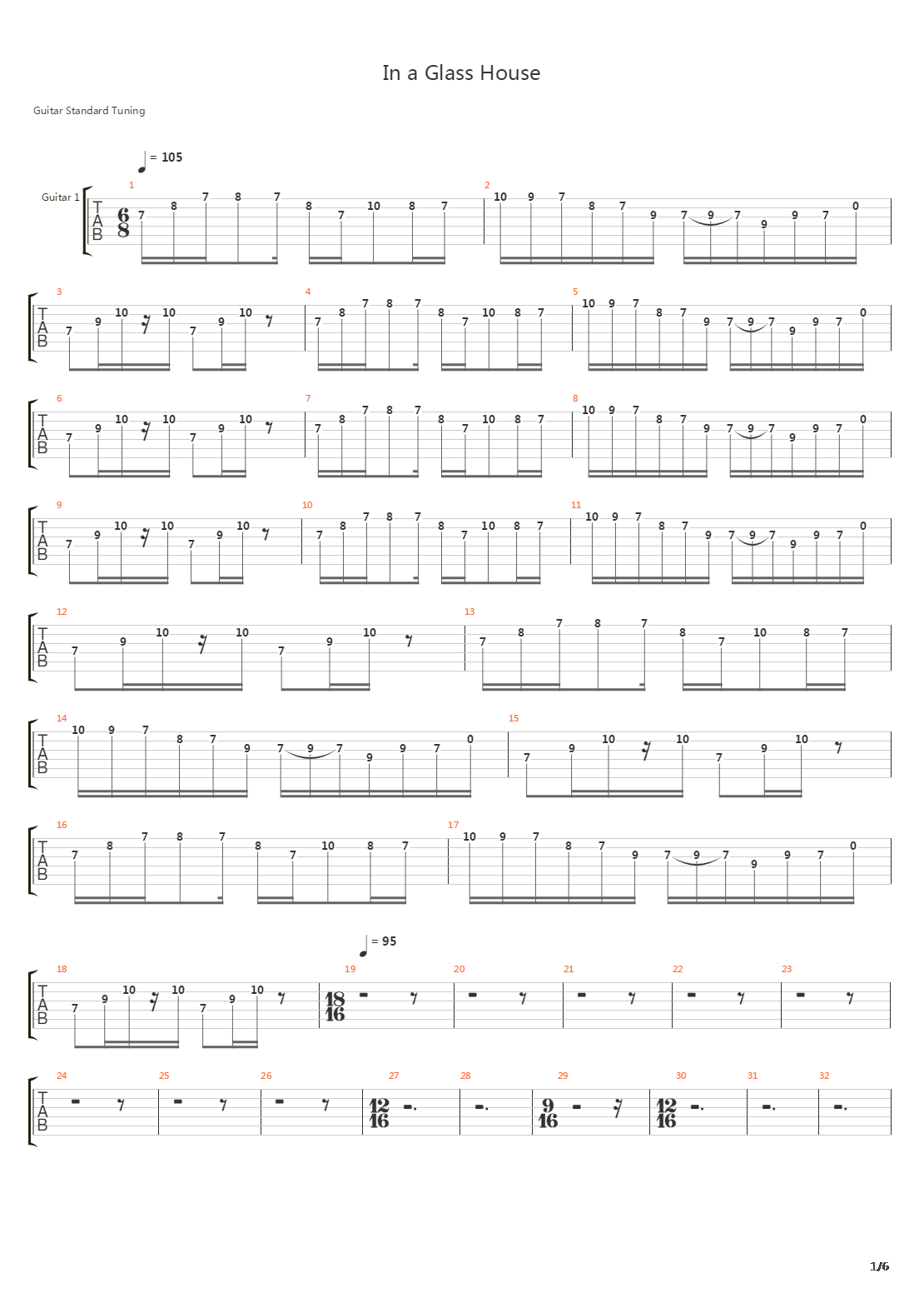 In A Glass House吉他谱
