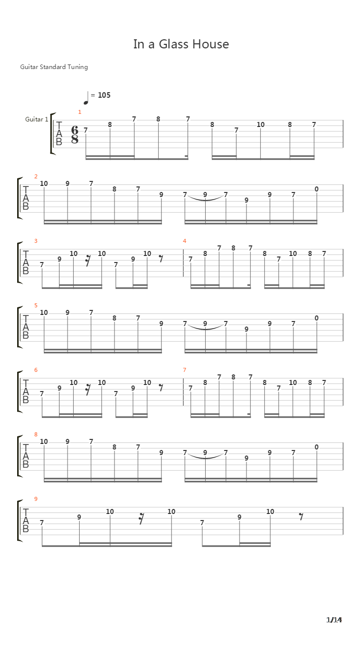 In A Glass House吉他谱