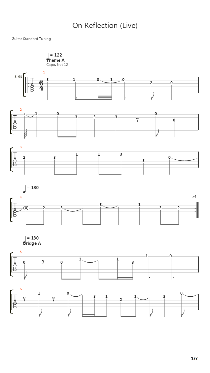 On Reflection吉他谱