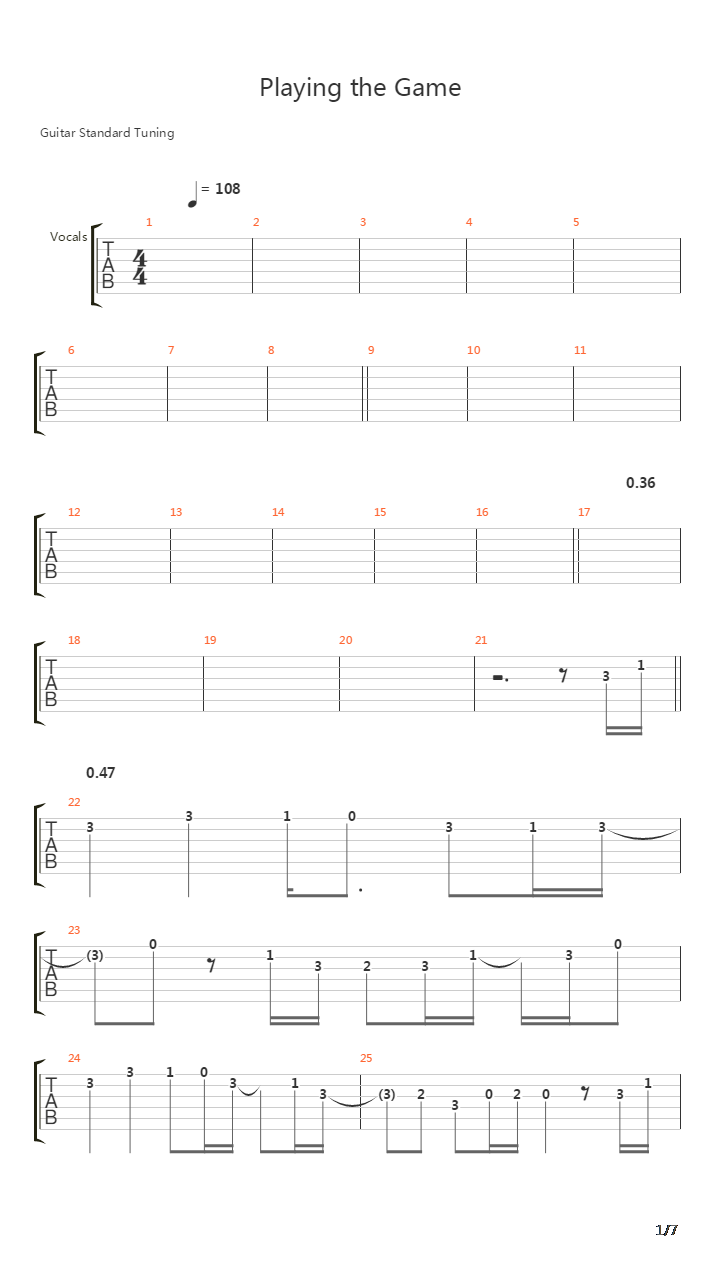 Playing The Game吉他谱