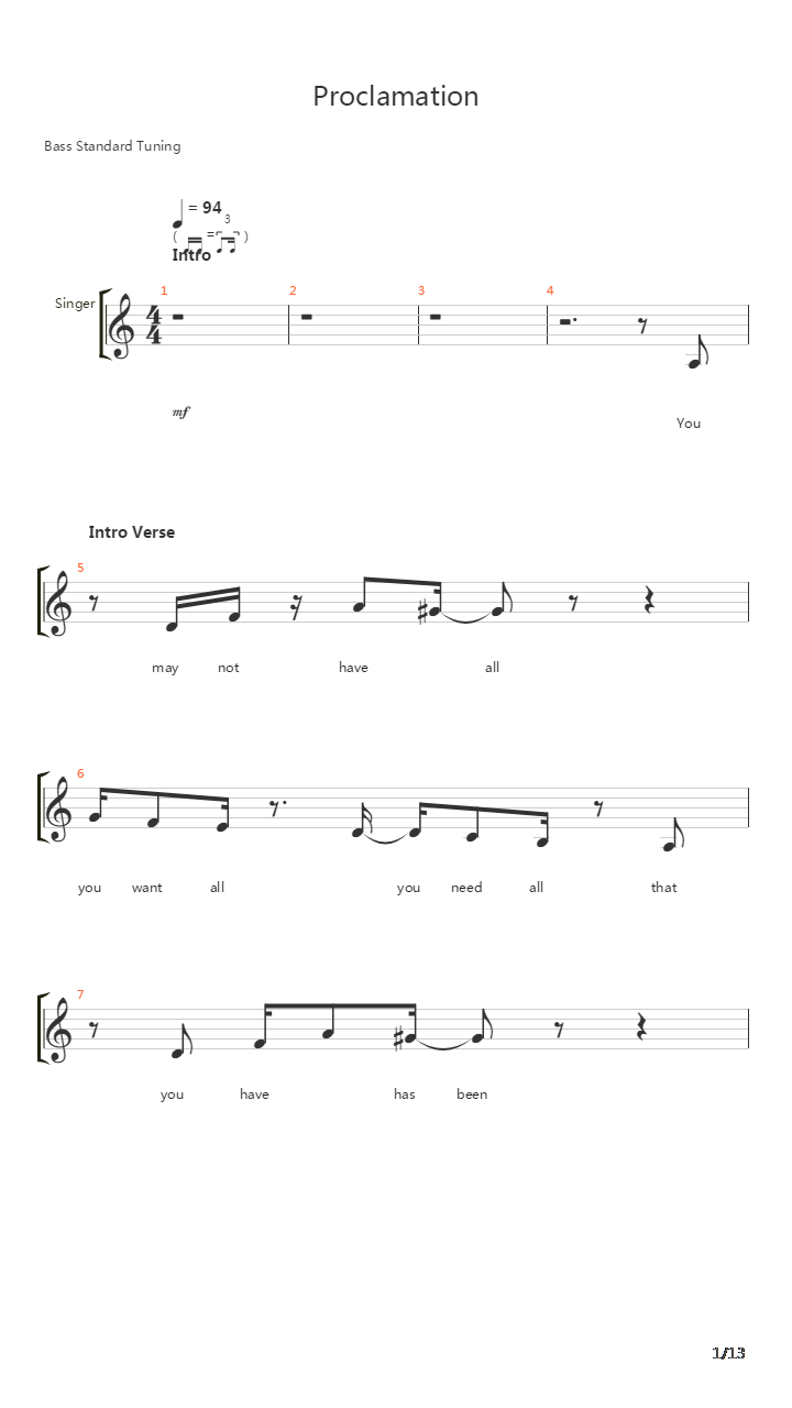 Proclamation吉他谱