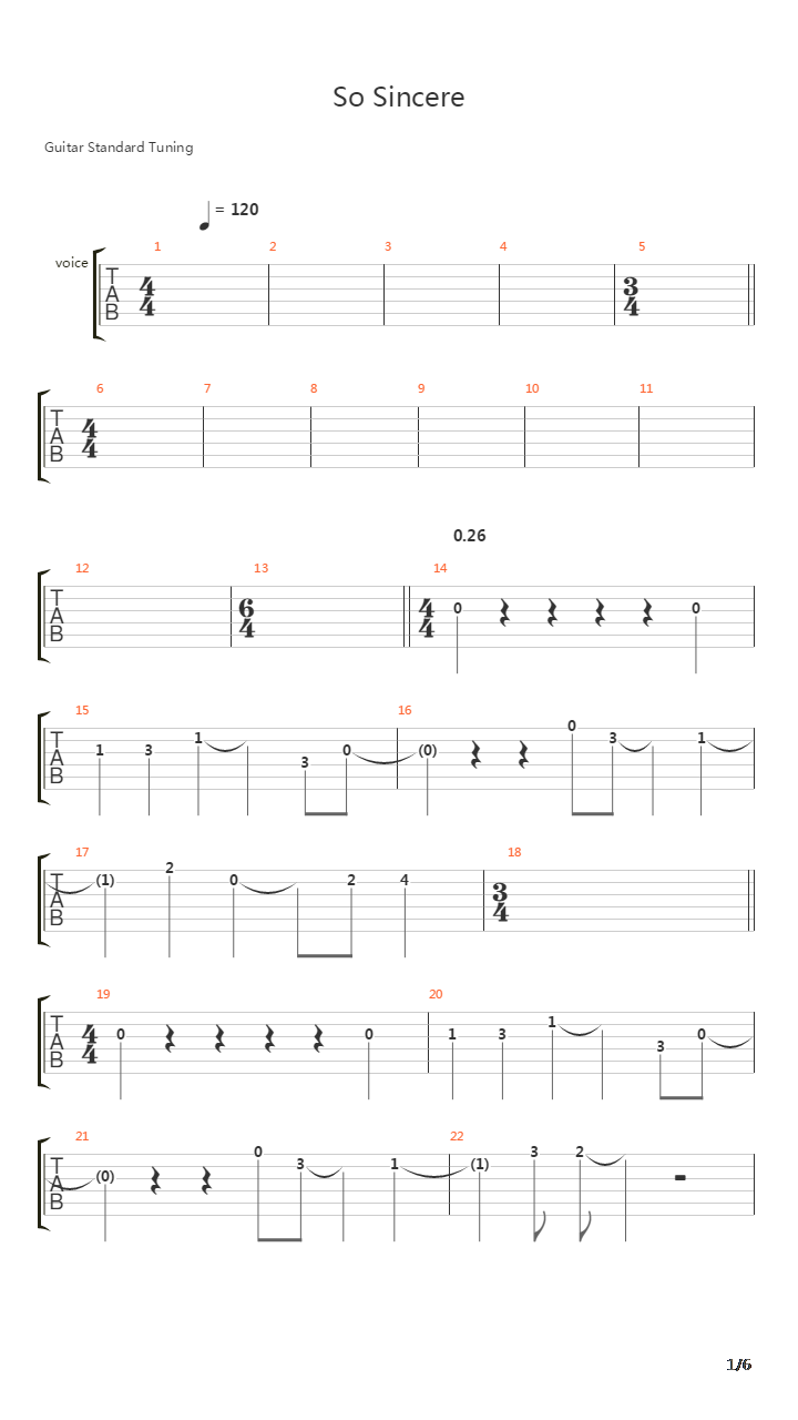 So Sincere吉他谱