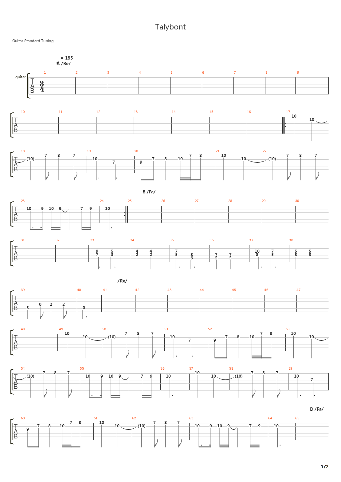 Talybont吉他谱