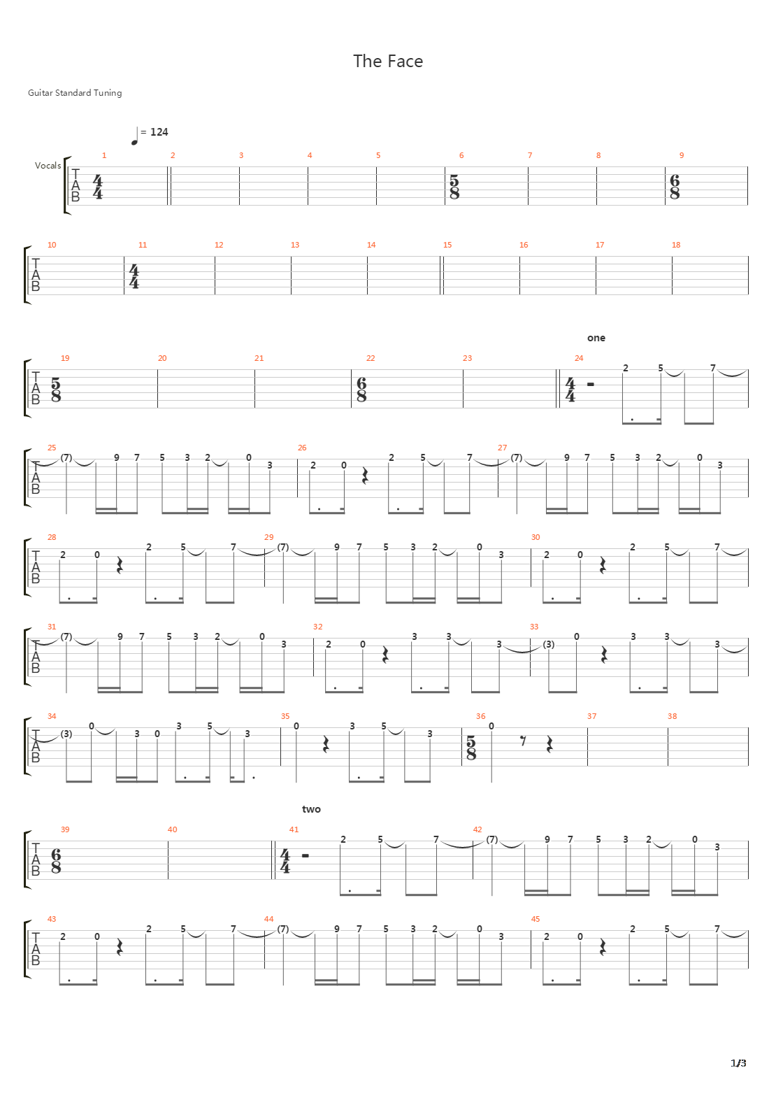The Face吉他谱