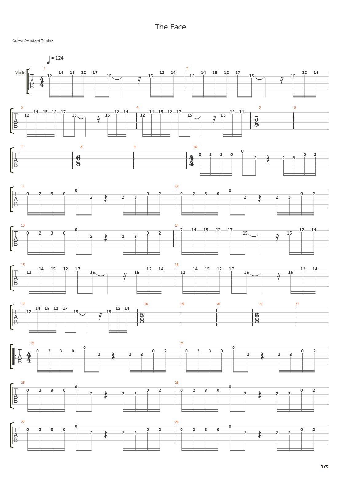 The Face吉他谱