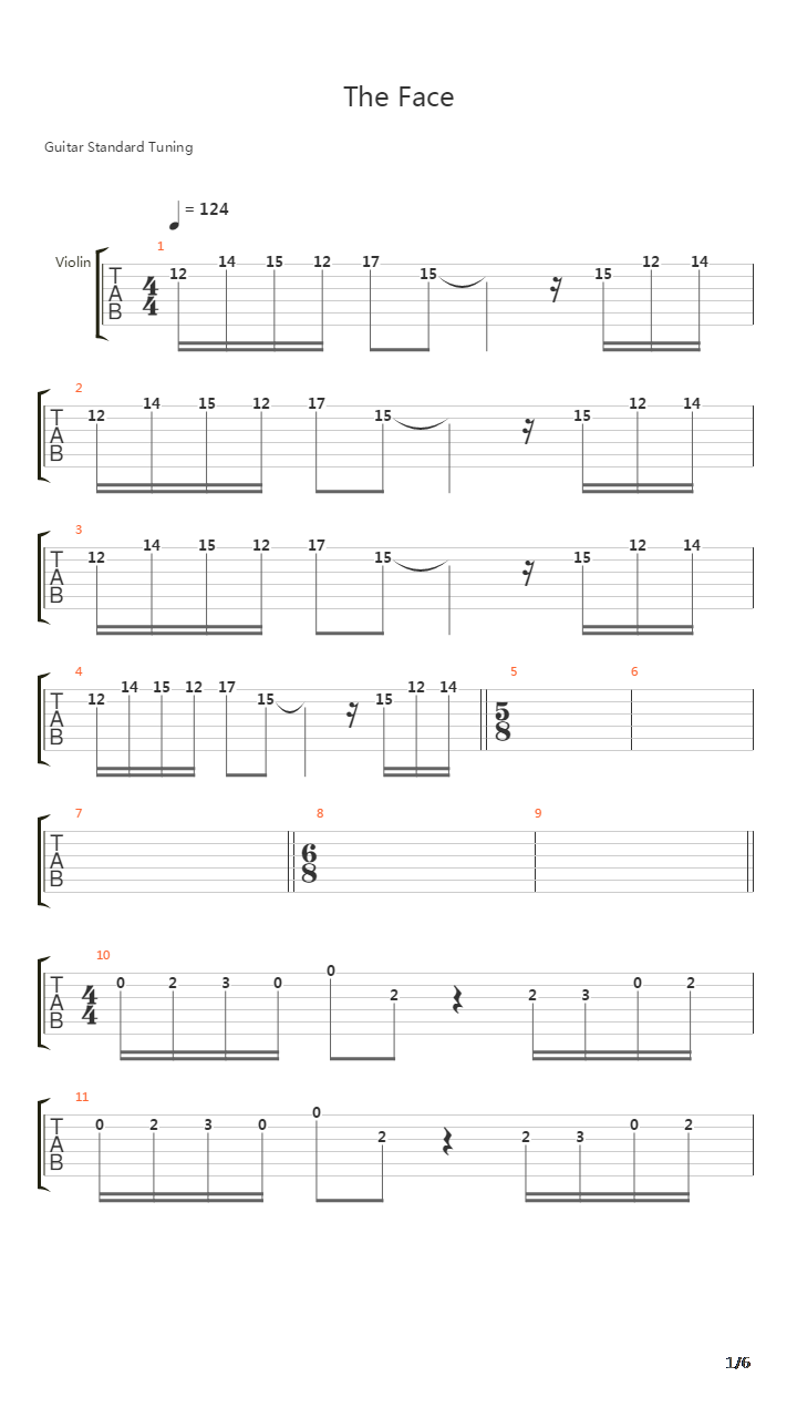 The Face吉他谱