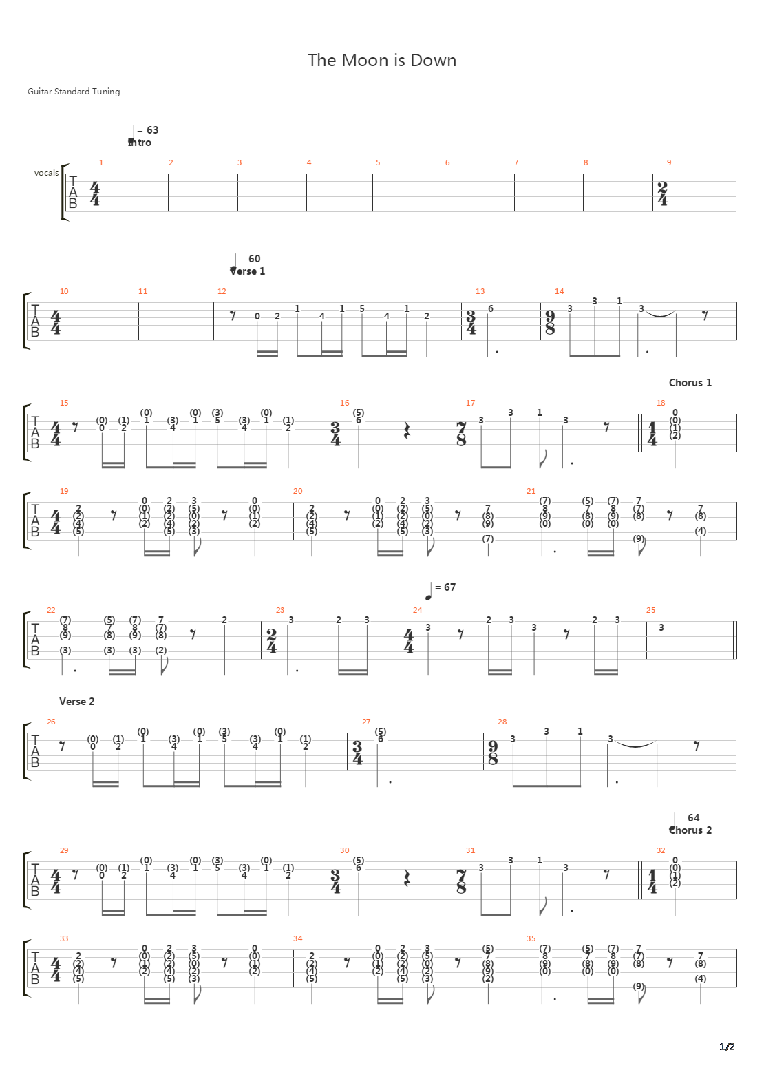 The Moon Is Down吉他谱