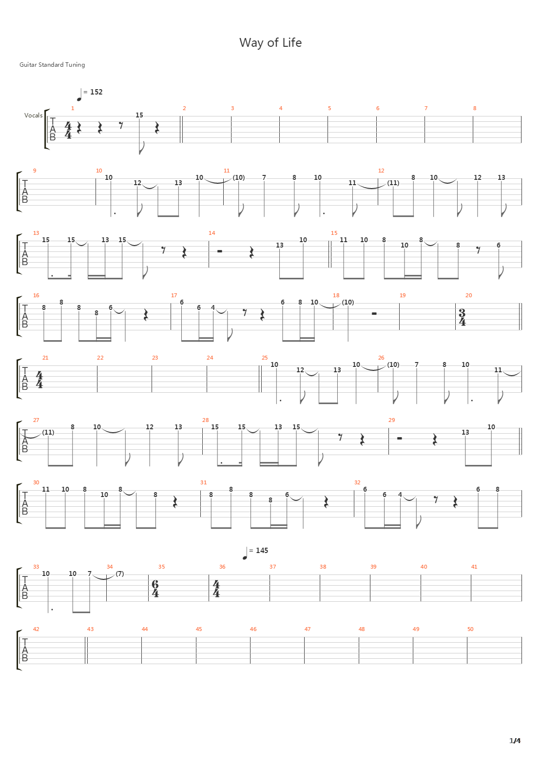 Way Of Life吉他谱