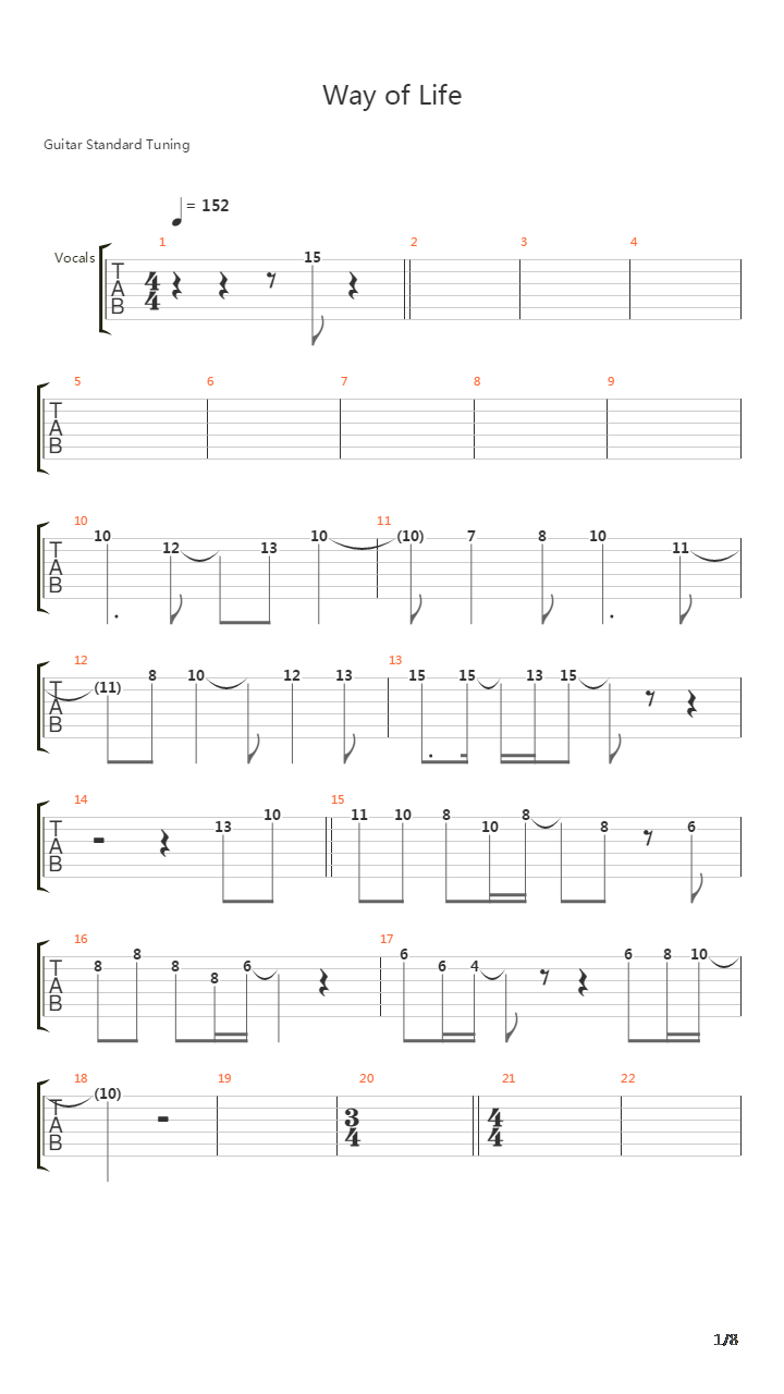 Way Of Life吉他谱