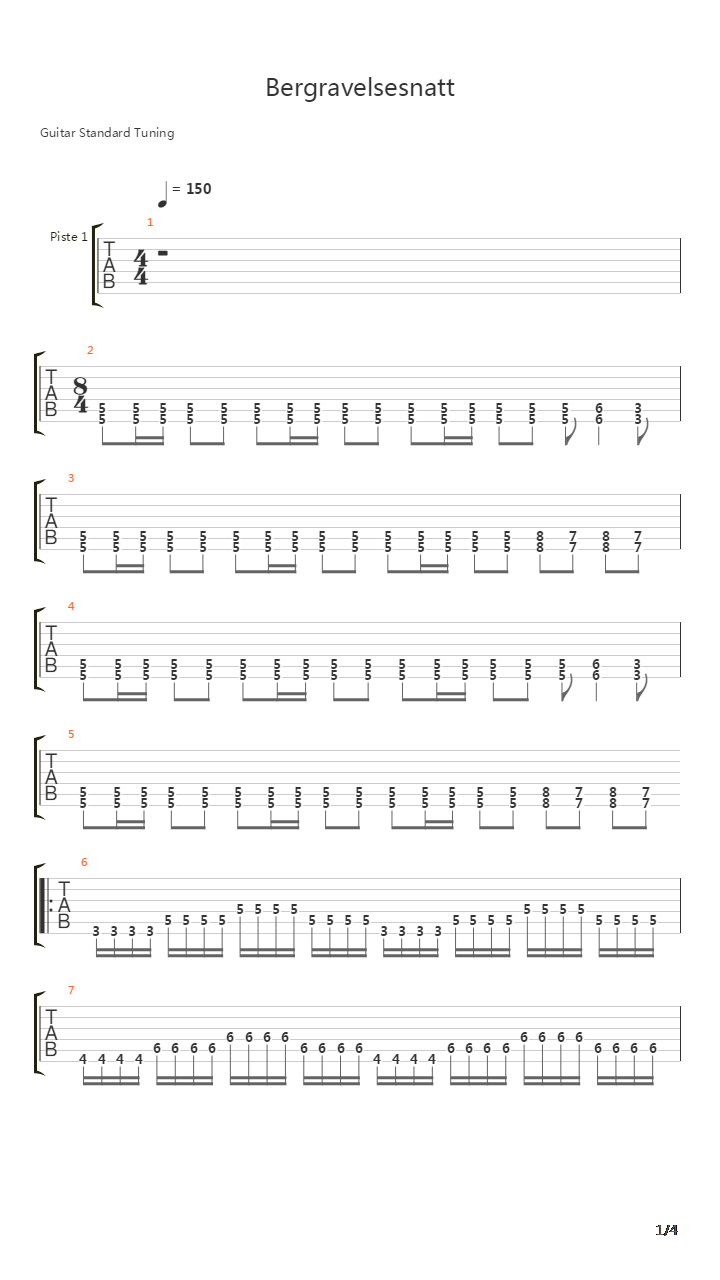 Bergravelsesnatt吉他谱