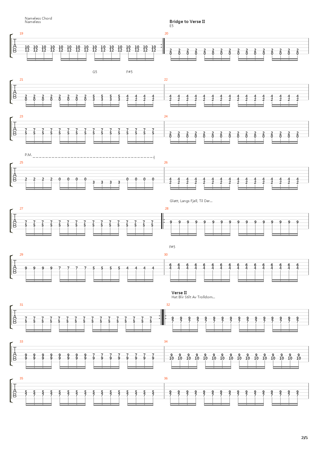 Bergtrollets Hevn吉他谱