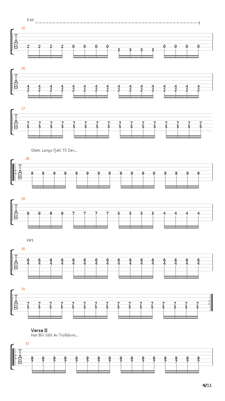 Bergtrollets Hevn吉他谱